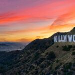 Hollywood sign at sunset