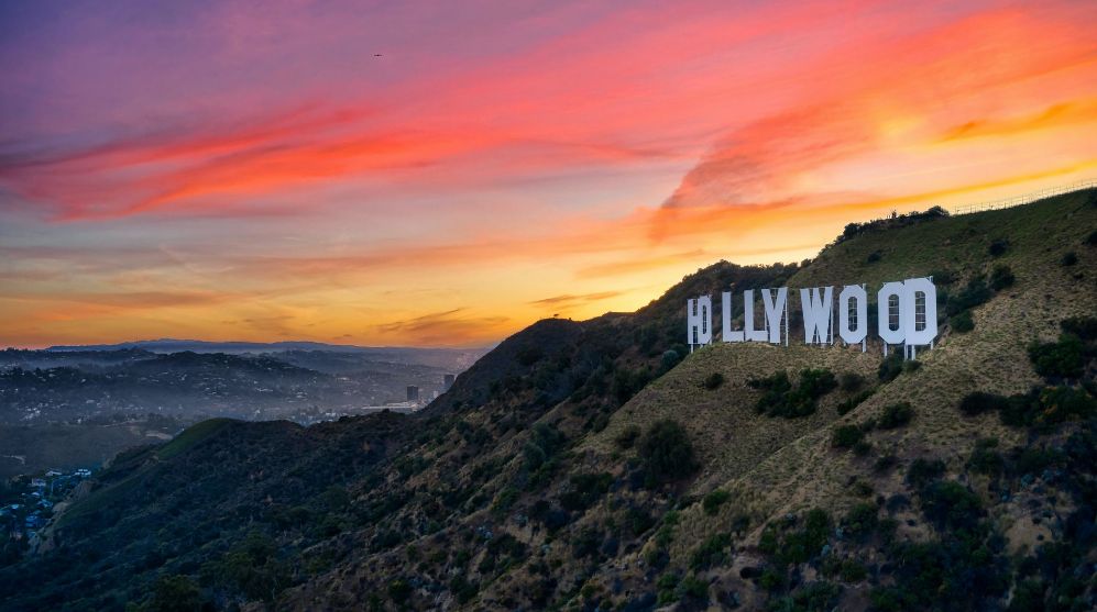 Hollywood sign at sunset